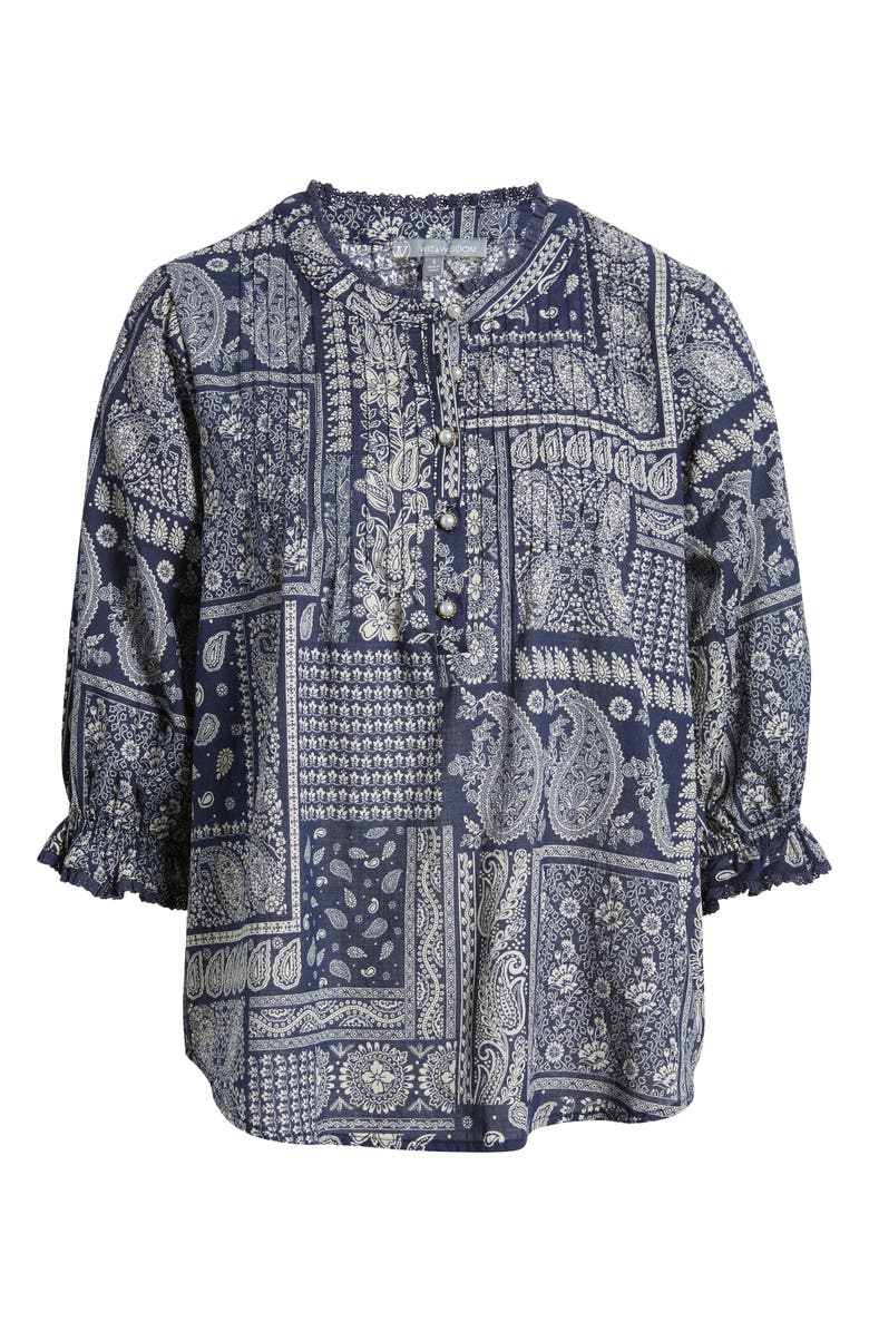 Wit & Wisdom Paisley Patchwork Button Front Top, Alternate, color, 
