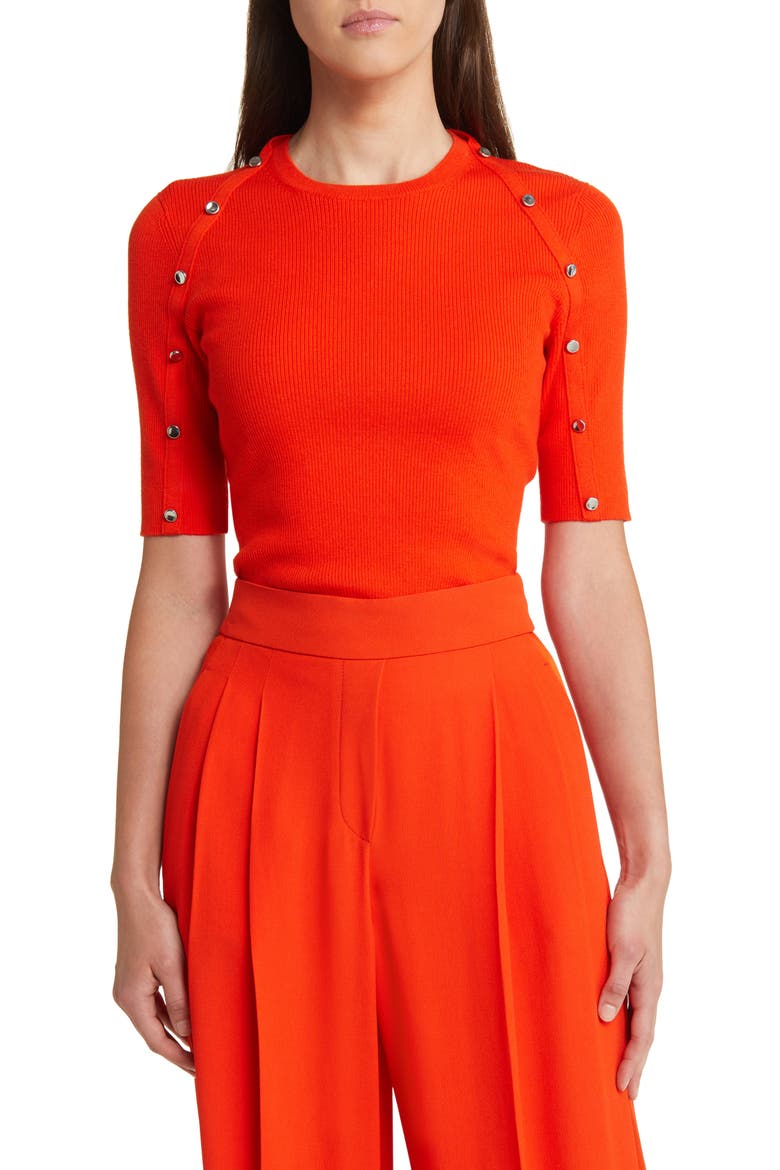 Famistosa Rib Button Accent Sweater, Main, color, ORANGE