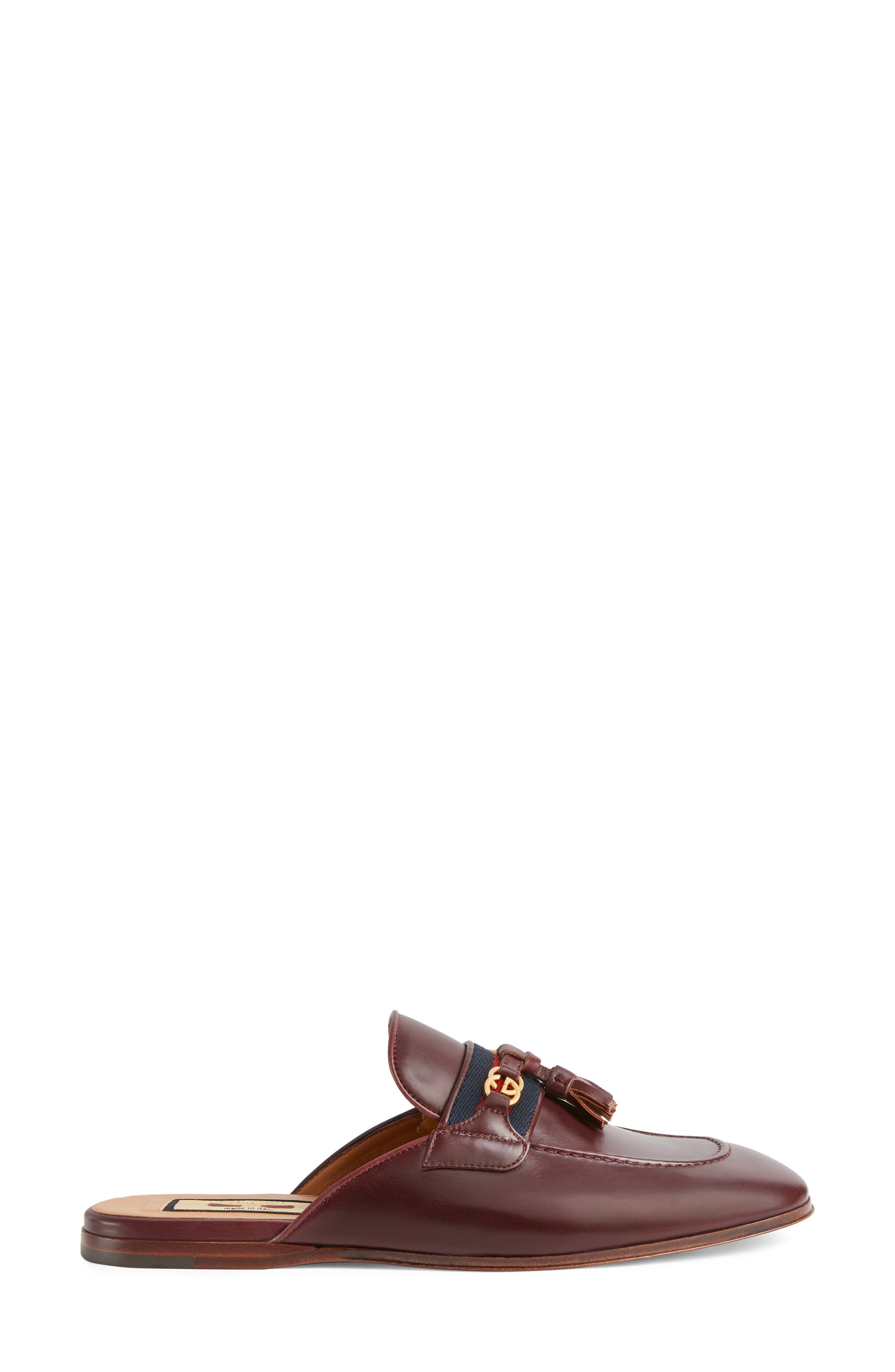 Paride GG Web Tassel Mule, Alternate, color, RUBY BORDEAUX