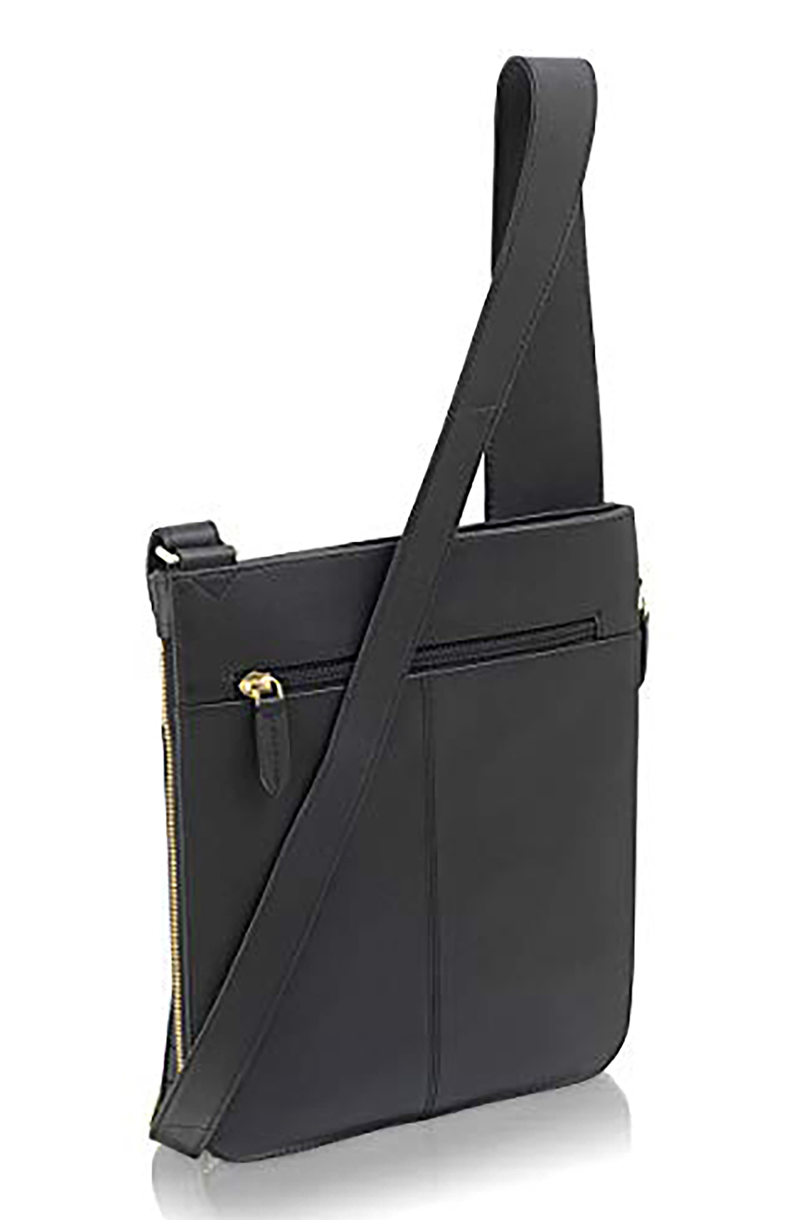 Radley Pockets Icon Zip Leather Crossbody Bag, Alternate, color, Black