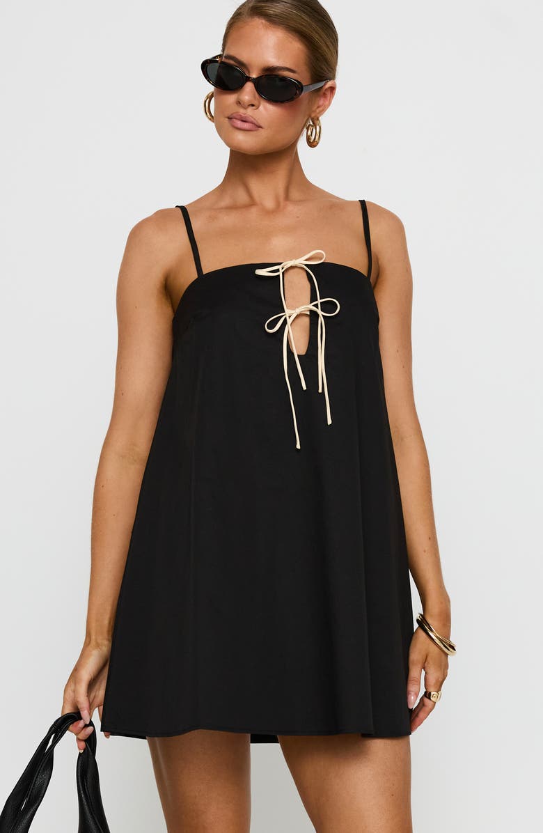 Princess Polly Belong Together Tie Front Organic Cotton Mini Shift Dress, Alternate, color,