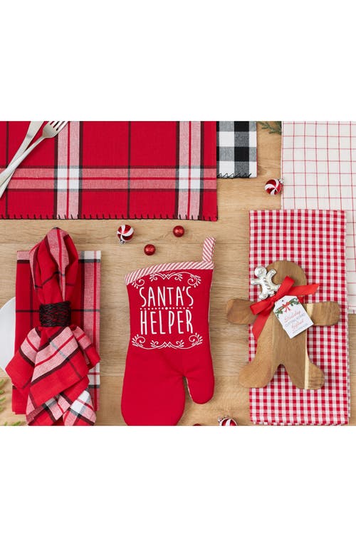 Design Imports Seligh Bells Plaid 4-piece Napkin Set In Red