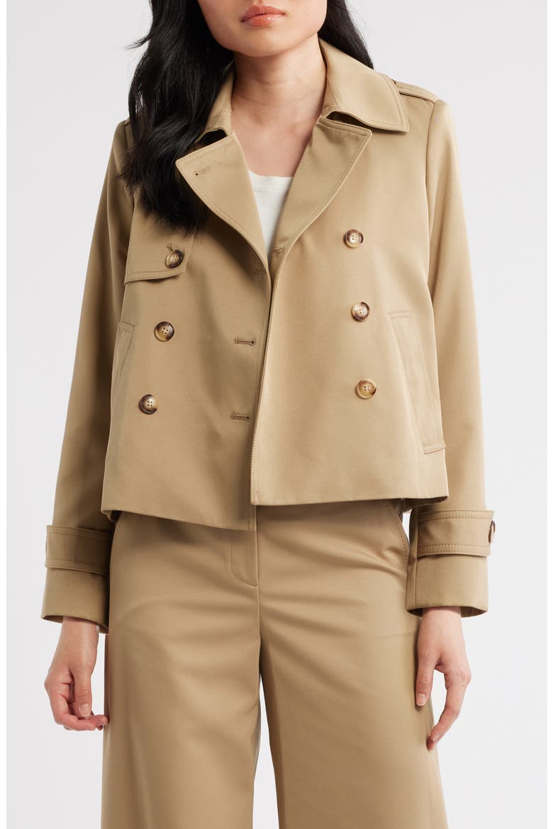 Cropped Trench Coat, Alternate, color, KHAKI