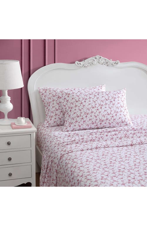 Betsey Johnson Floral Toile Sheet Set In White
