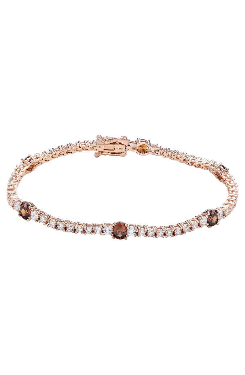 SUZY LEVIAN Cubic Zirconia Tennis Bracelet, Main, color, Brown
