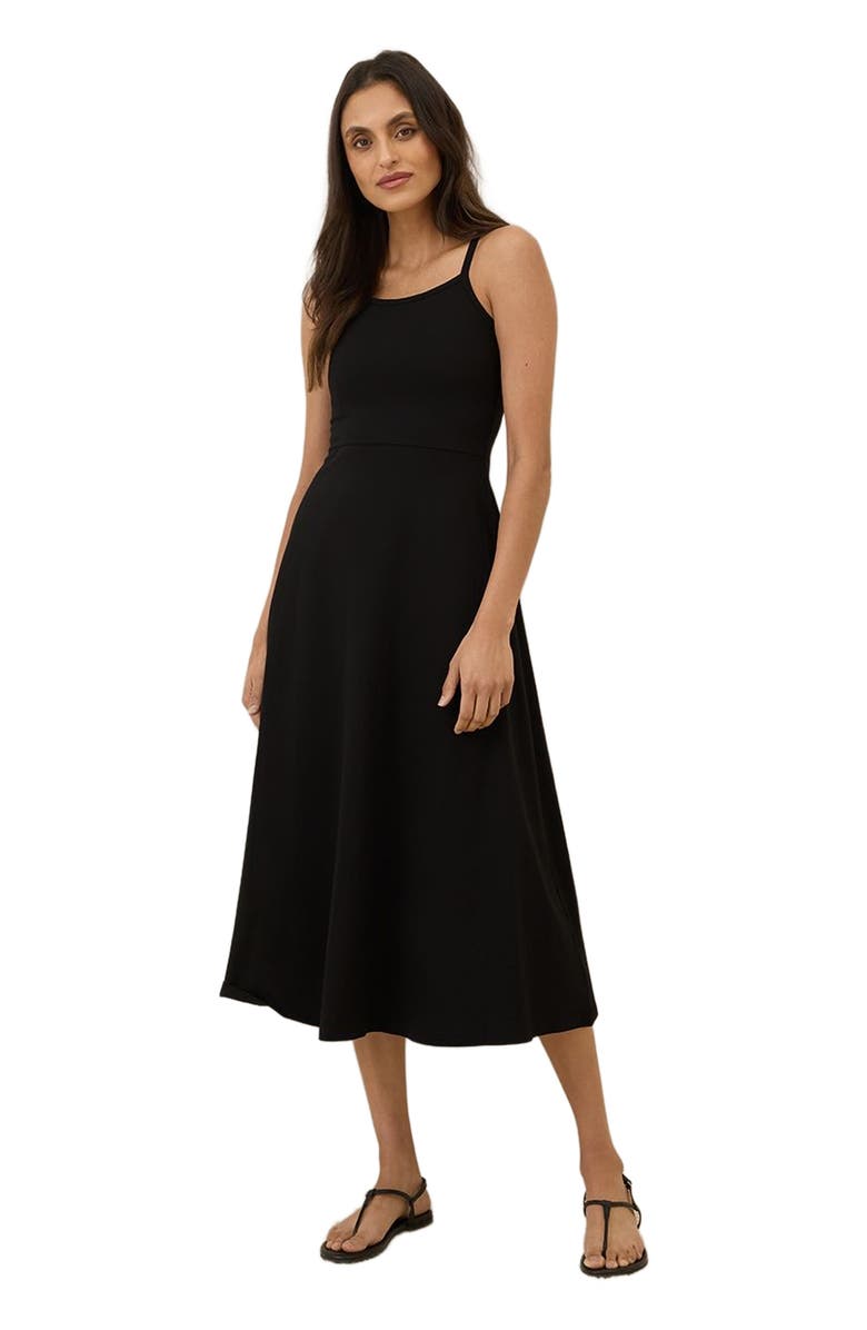Pact Organic Cotton Fit & Flare Midi Dress, Main, color, Black