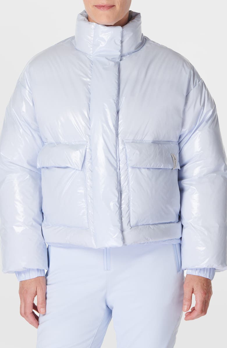 Sweaty Betty Shine Crop Puffer Jacket, Main, color, Salt Blue