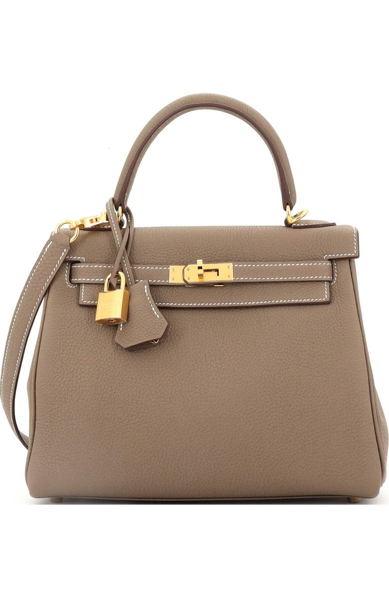 Pre-Owned Hermes Kelly Handbag Grey Togo with Gold Hardware 25, Main, color, Etoupe