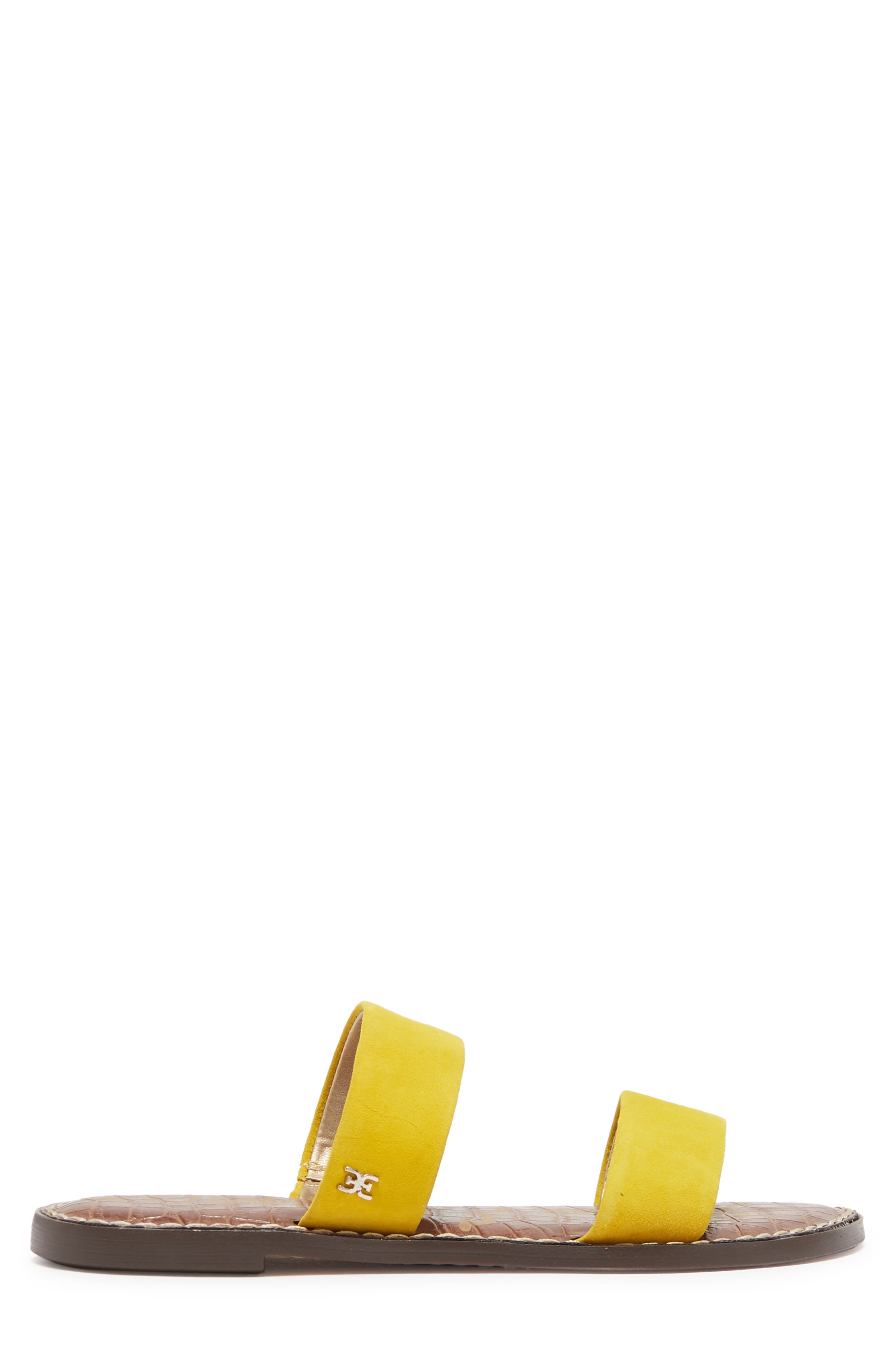 Gala Two Strap Slide Sandal, Alternate, color, GOLD YELLOW SUEDE