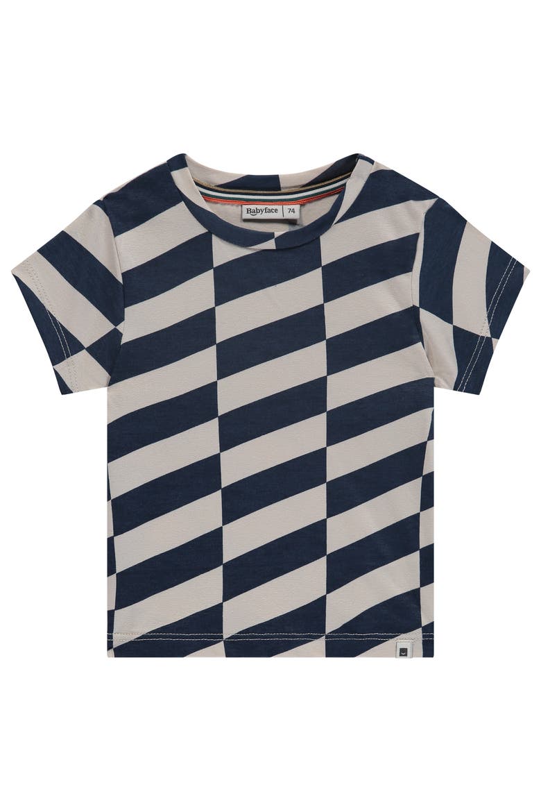 Asymmetrical Print Short Sleeve T-Shirt, Main, color, Navy