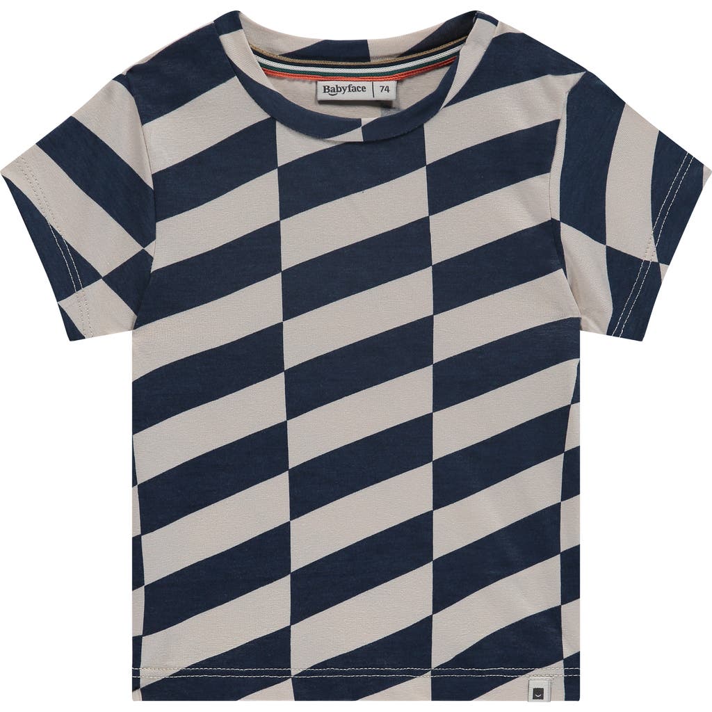 BABYFACE Asymmetrical Print Short Sleeve T-Shirt in Navy  product