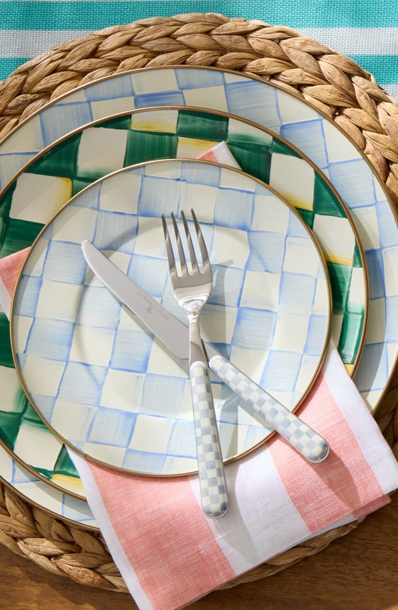 MACKENZIE CHILDS Sterling Check Bistro 5-Piece Place Setting, Alternate, color, Sterling