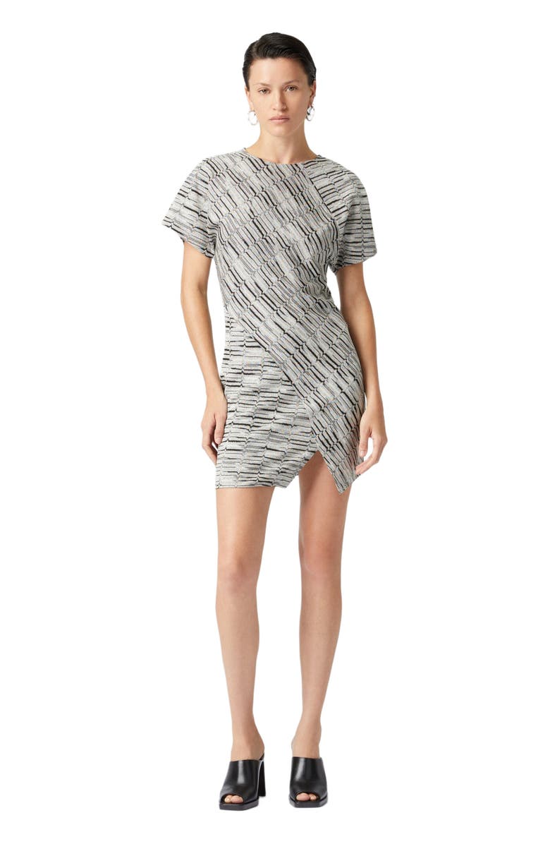 Missoni Short-sleeved Mini-dress With Greek Lamé Motif And Slit, Main, color, 
