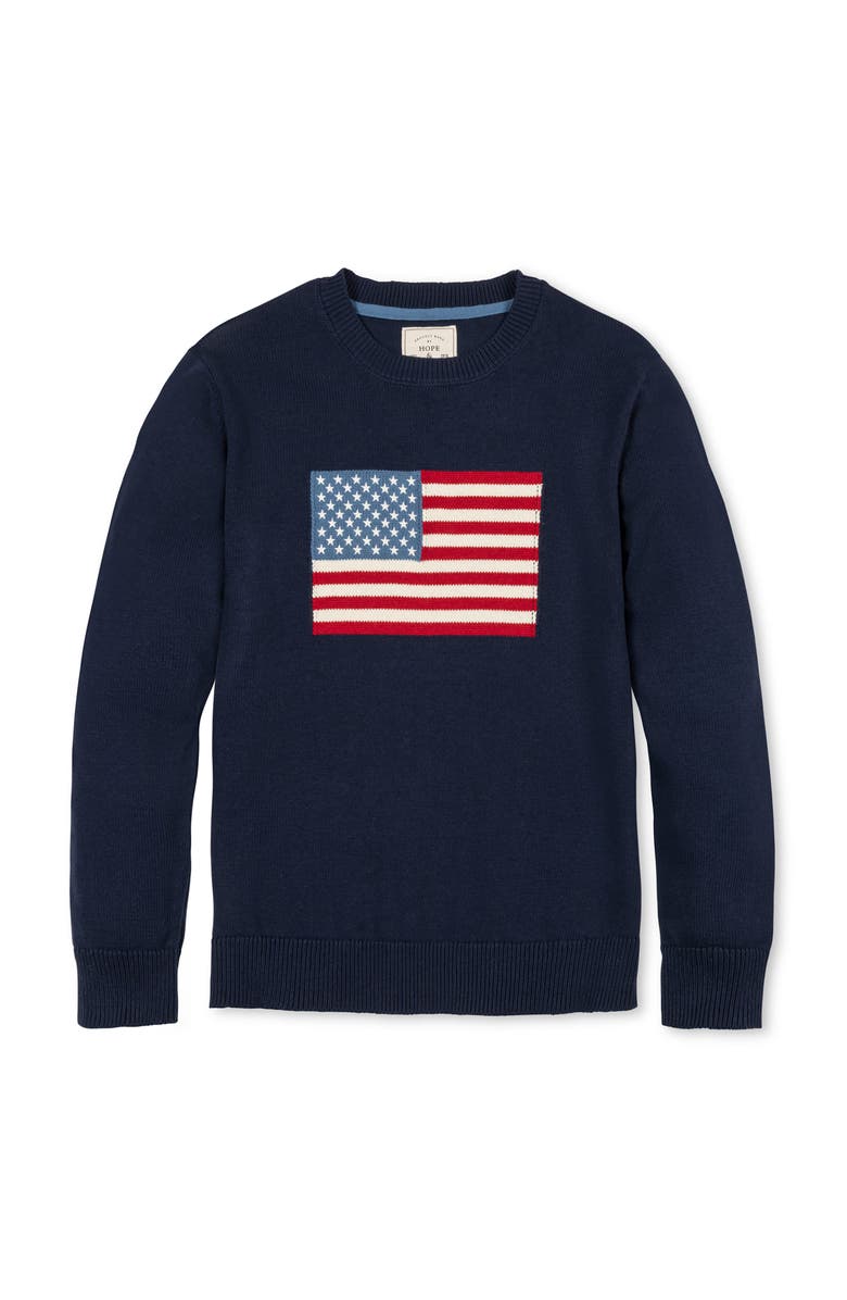 Hope & Henry Men's Organic Crew Neck Flag Sweater, Alternate, color, Navy Flag