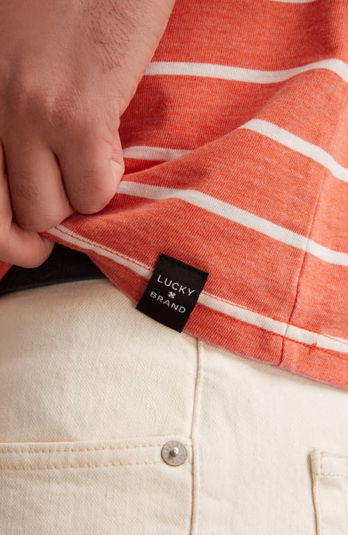 Lucky Brand Stripe Crewneck T-shirt In Orange