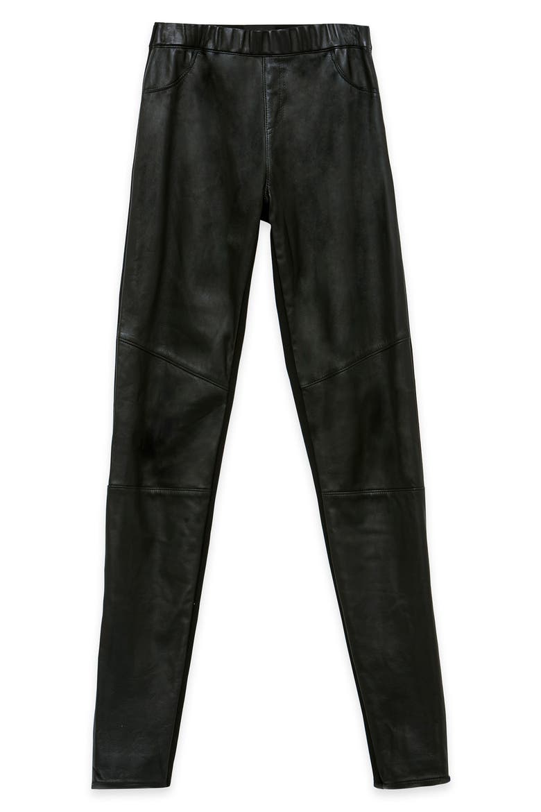 Kiki Stretch Leather Leggings, Alternate, color, BLACK