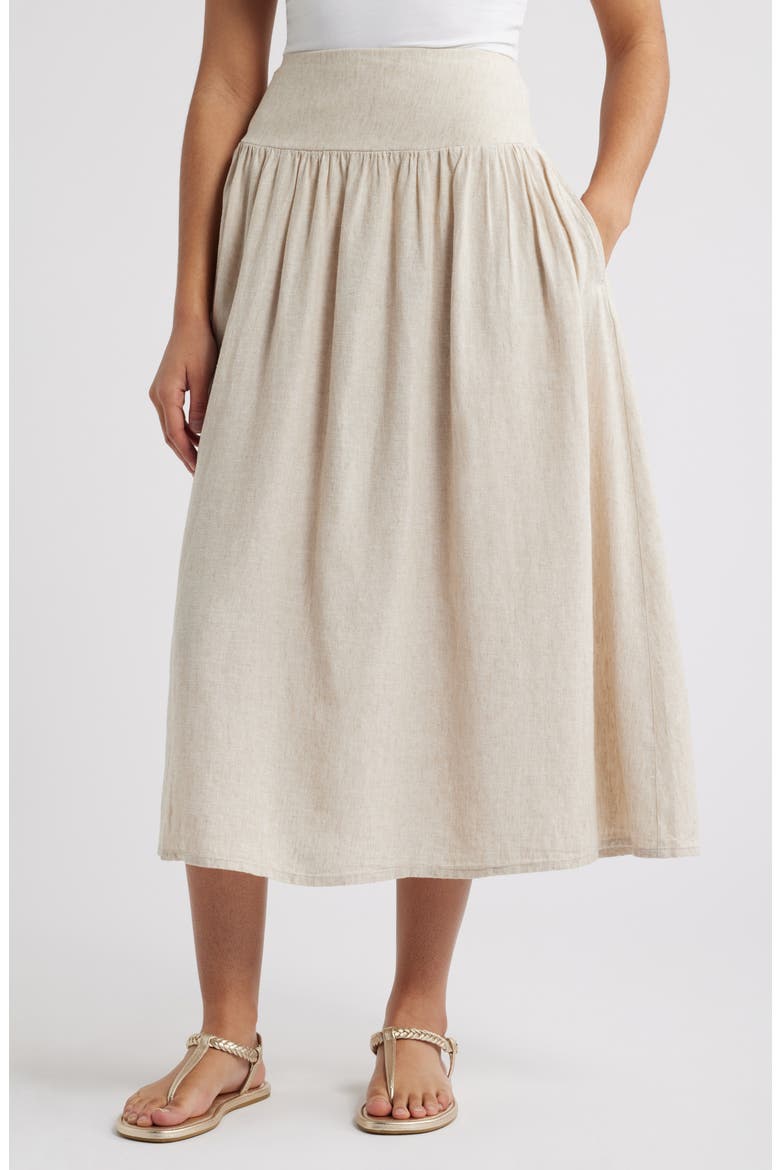 Linen Blend Skirt, Main, color, FLAX