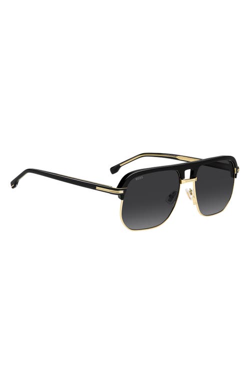 Hugo Boss Boss 59mm Gradient Square Sunglasses In Black Gold/dark Grey Sf