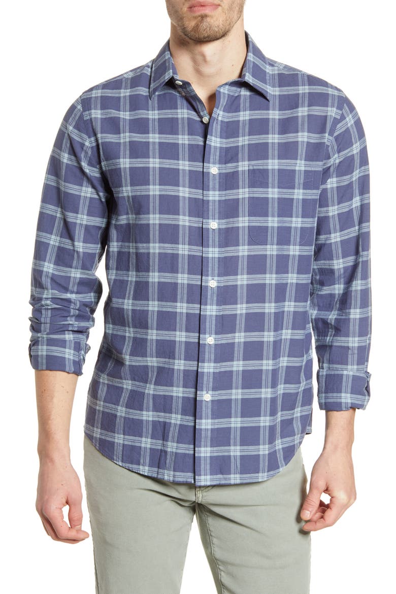 Cloud Summer Blend Check Button-Up Shirt, Main, color, SANTA CLARA PLAID