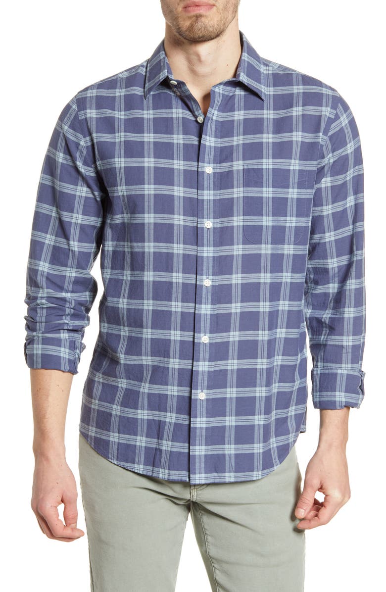 Faherty Cloud Summer Blend Check Button-Up Shirt, Main, color,