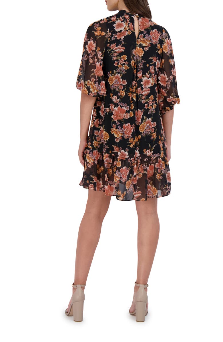 Julia Jordan Floral Print Shift Dress, Alternate, color, Black Multi