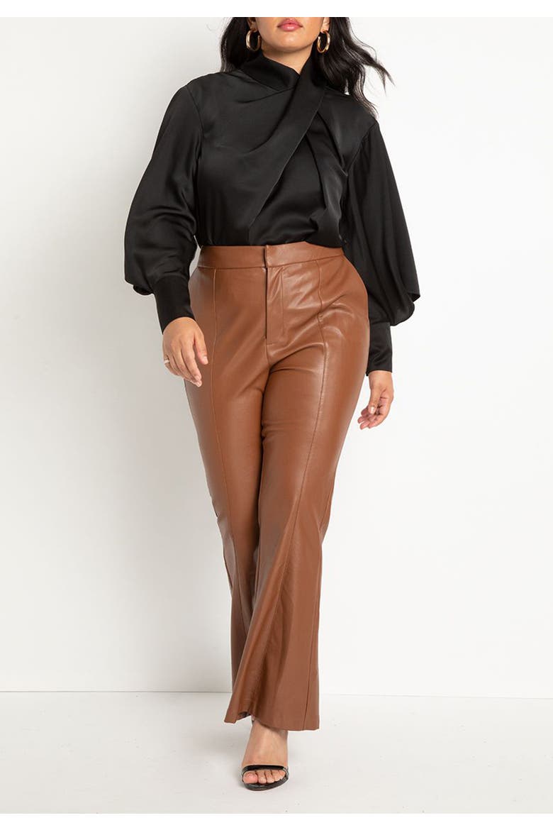 Draped Neck Satin Blouse, Alternate, color, BLACK ONYX