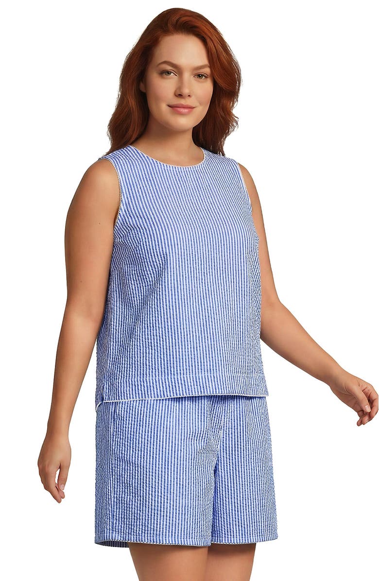 Lands' End Seersucker Matchback Shell, Main, color, Clear Blue/White Stripe
