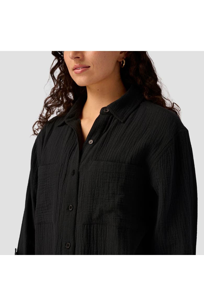 Long Cotton Gauze Long-Sleeve Button-Down - Women's, Alternate, color, Black