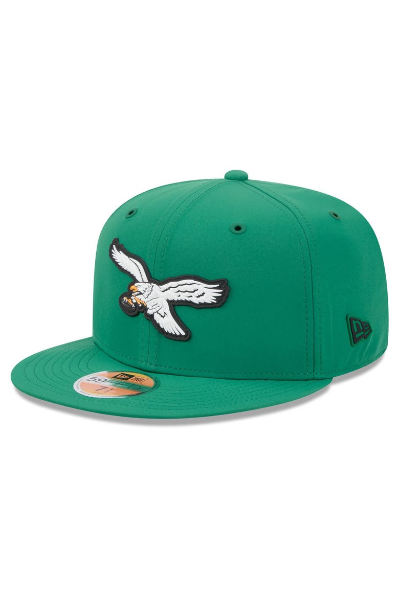 Men's New Era Kelly Green Philadelphia Eagles 2026 Sideline Throwback 59FIFTY Fitted Hat, Main, color, Kelly Green
