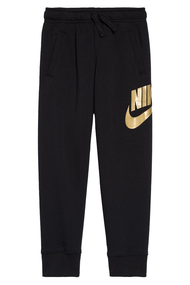 Kids' Club Logo Joggers, Main, color, BLACK/METALLIC GOLD