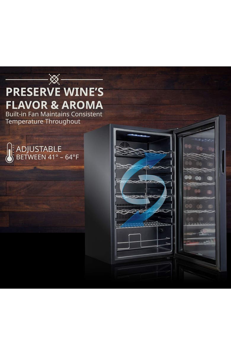 Ivation 34 Bottle Compressor Wine Refrigerator, Freestanding Wine Cooler with Lock, Alternate, color, Black