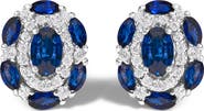 Haus of Brilliance 14K White Gold Blue Sapphire and Diamond Vintage Style Stud Earrings