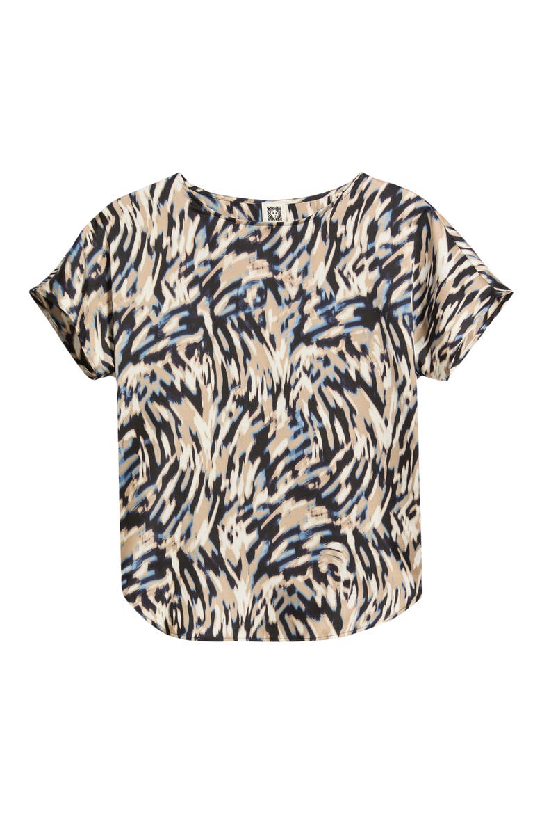 Print Bateau Neck Top, Alternate, color, DUTCH BLUE MULTI