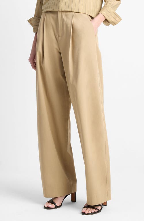 Vince Mid Waist Pleat Front Trousers Fawn In Neutral