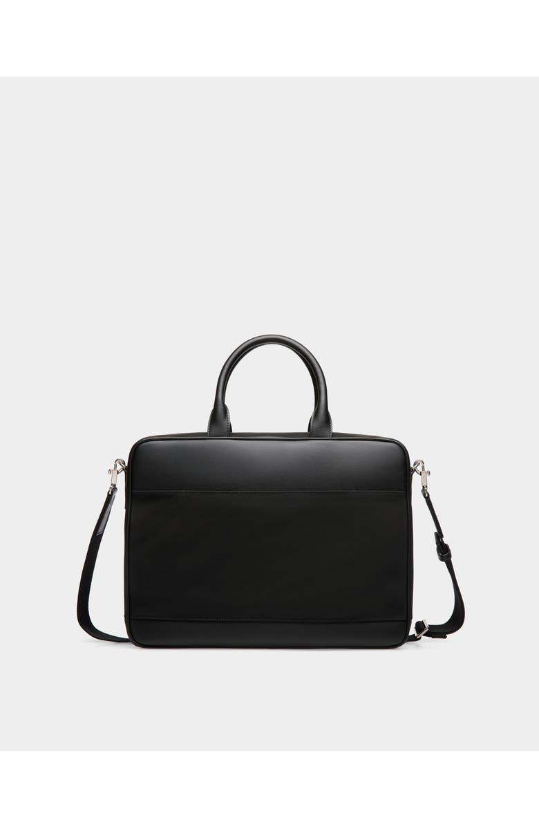 Bally Vogel Briefcase in Nylon and Recycled Leather, Alternate, color, Black