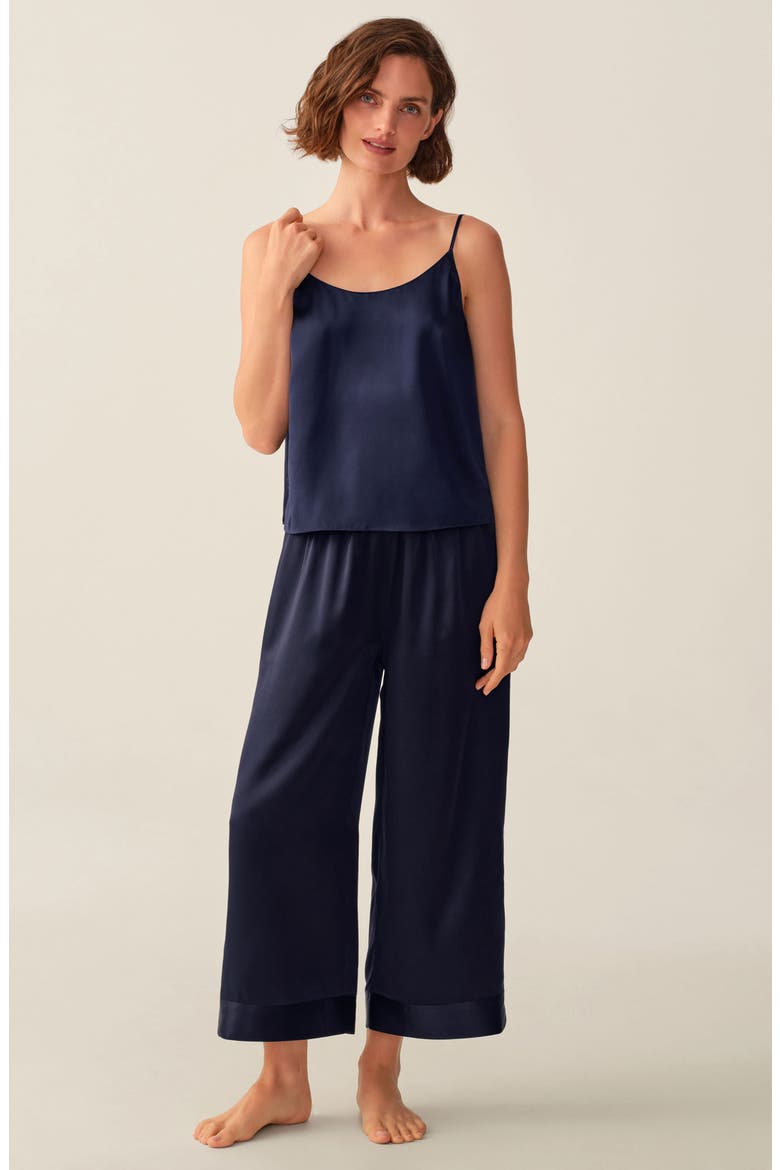 Olivia Silk Pajama Pants, Alternate, color, NAVY