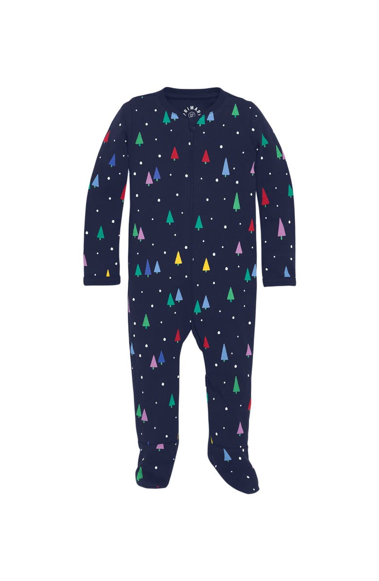 Primary Baby Organic Zip Footie In Holiday Prints, Main, color, 