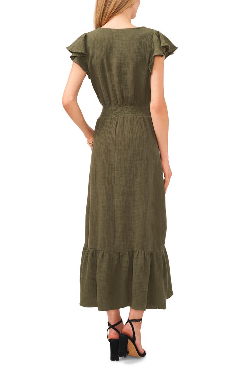 Chaus Smocked Waist Double Gauze Midi Dress, Alternate, color, 