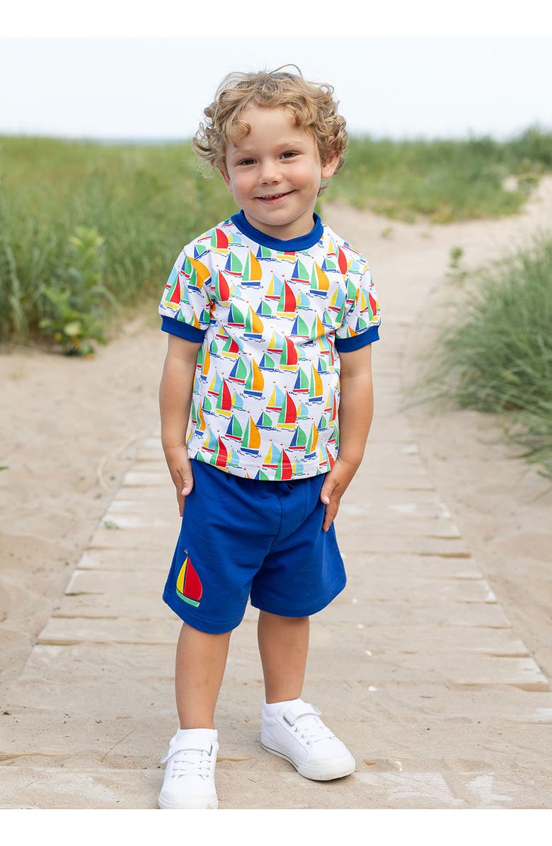 Florence Eiseman Sailboat Print T-Shirt with Shorts, Alternate, color, White / Multicolor