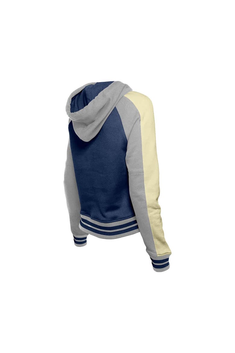 Women's New Era  Navy New York Yankees Throwback Cropped Raglan Pullover Hoodie, Alternate, color, Navy