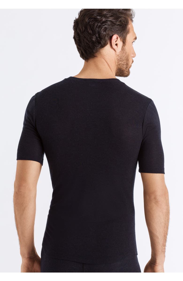 Hanro Silk Cashmere Short Sleeve Shirt, Alternate, color, Black