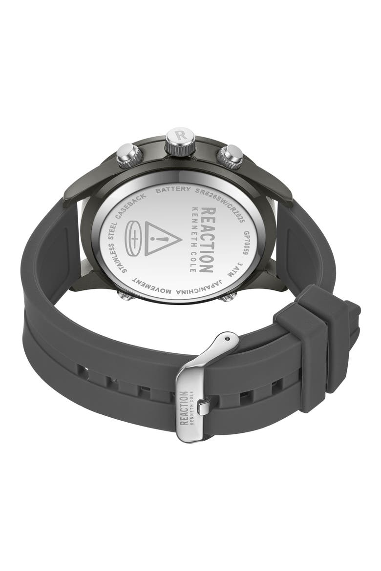 Analog Digital Silicone Strap Chronograph Watch, 47mm, Alternate, color, GRAY