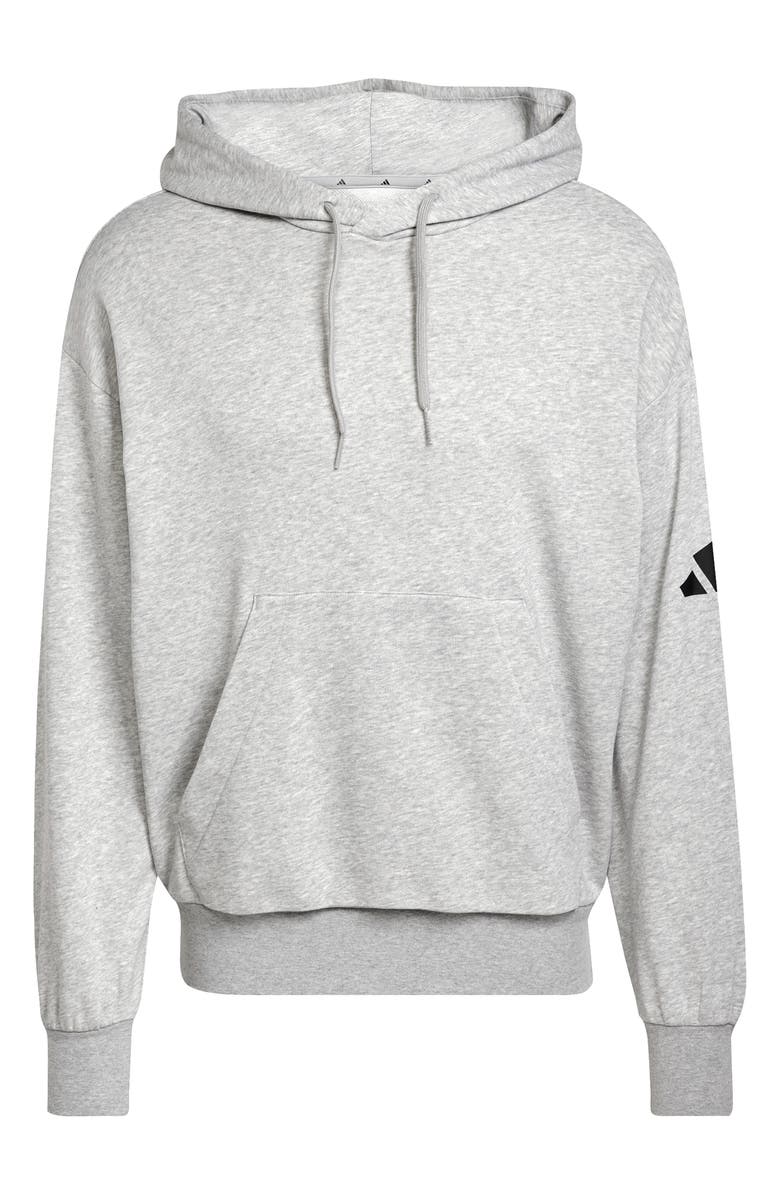 adidas Essentials Loose 3-Bar Hoodie, Alternate, color, Medium Grey Heather/ Black