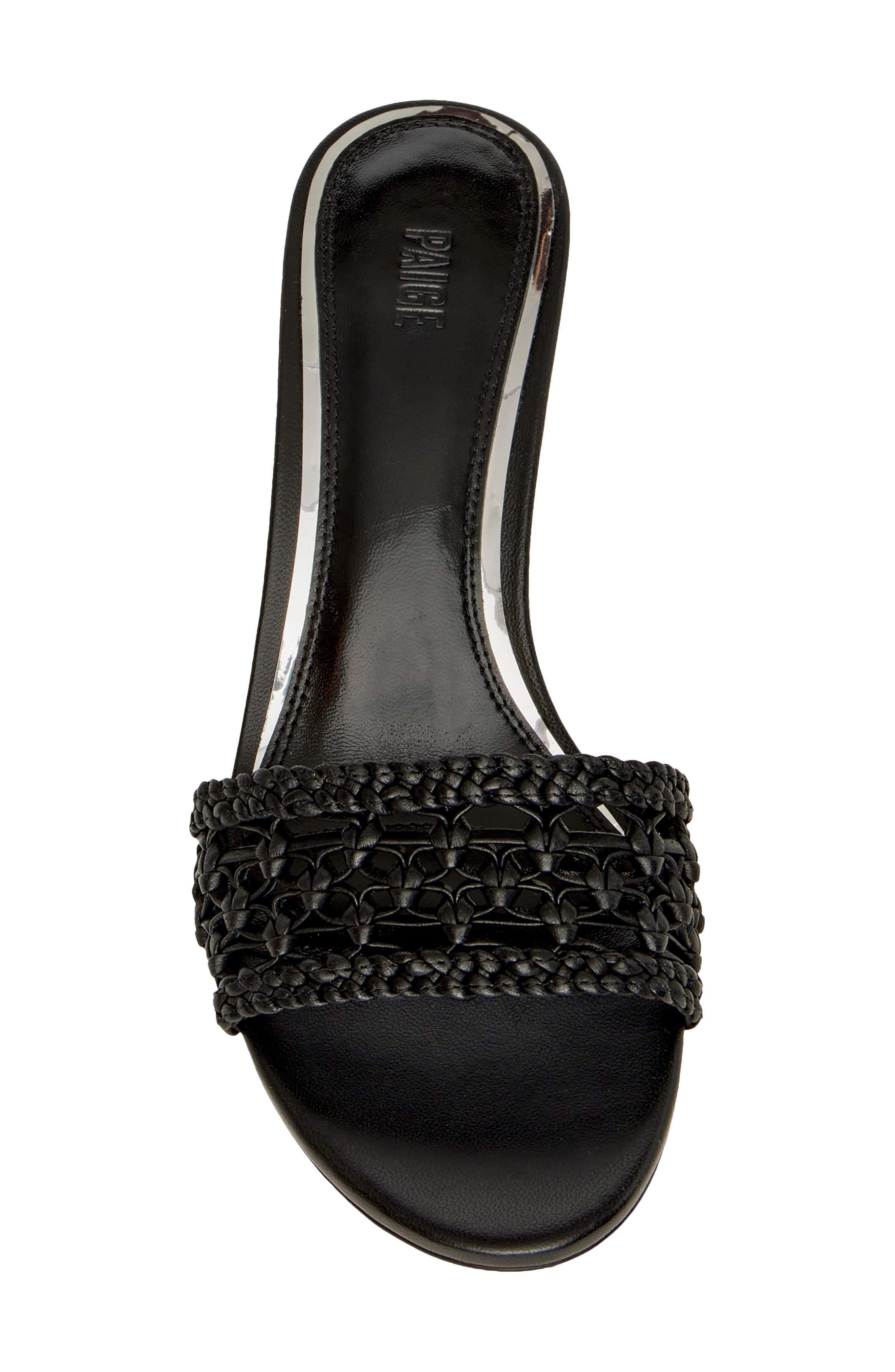 PAIGE Fallyn Woven Kitten Heel Slide Sandal, Alternate, color, Black