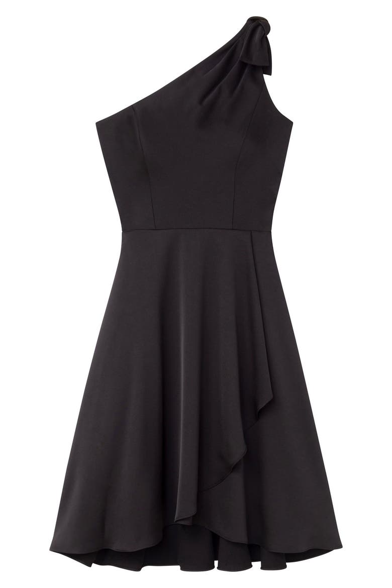 Octavia Summer Crepe One-Shoulder Dress, Alternate, color, BLACK