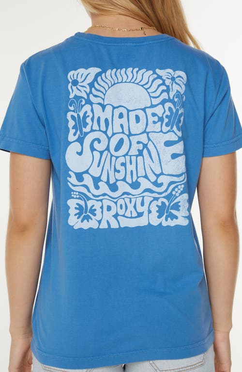 Roxy Made Of Sunshine Relaxed Fit Cotton Graphic T-shirt In Blue