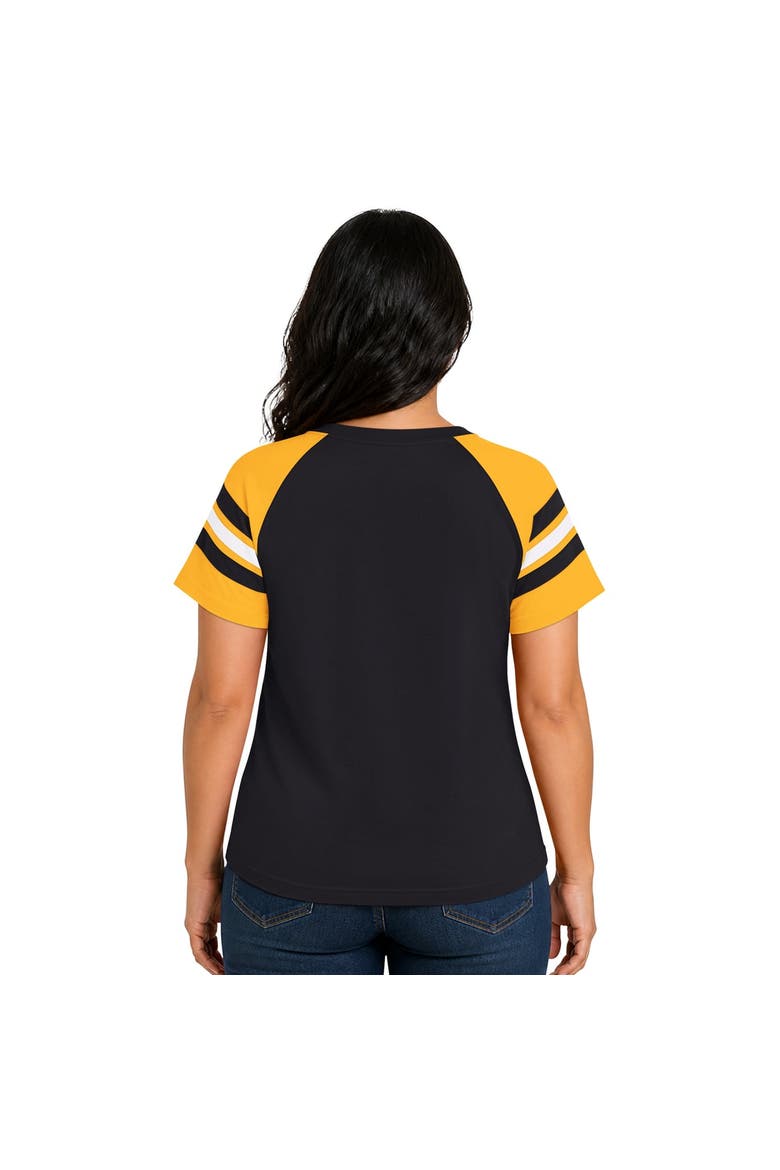 Women's Starter  Black Pittsburgh Steelers Plus Size Game On Notch Neck Raglan T-Shirt, Alternate, color, Black