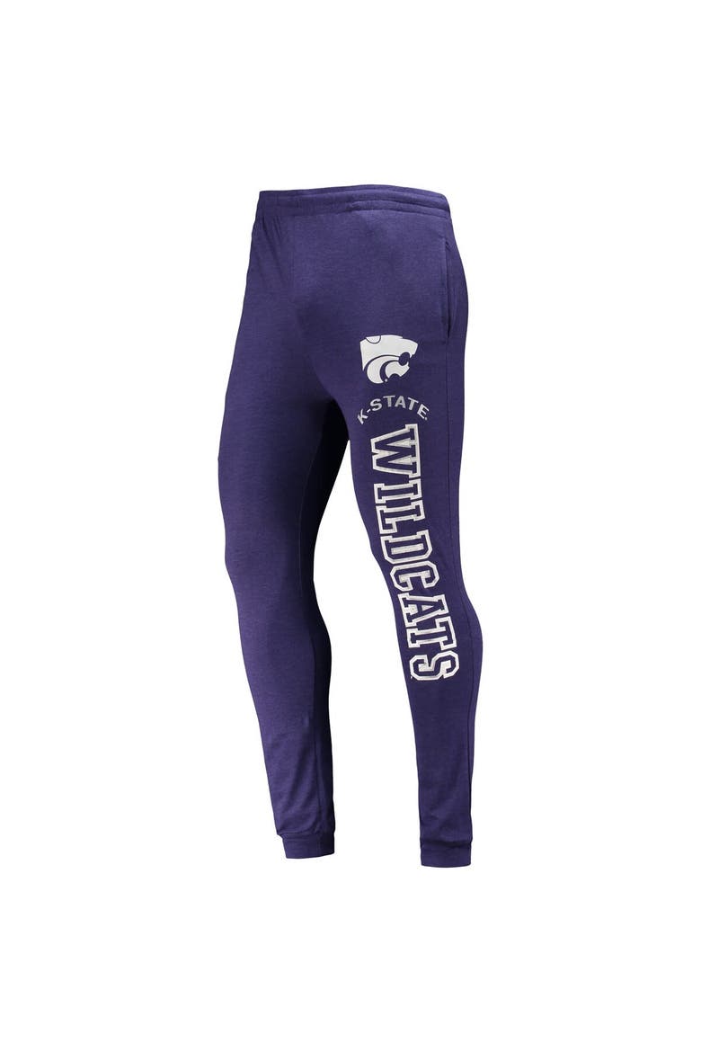 Men's Concepts Sport Purple/Heather Charcoal Kansas State Wildcats Meter Long Sleeve Hoodie T-Shirt & Jogger Pajama Set, Alternate, color, Purple