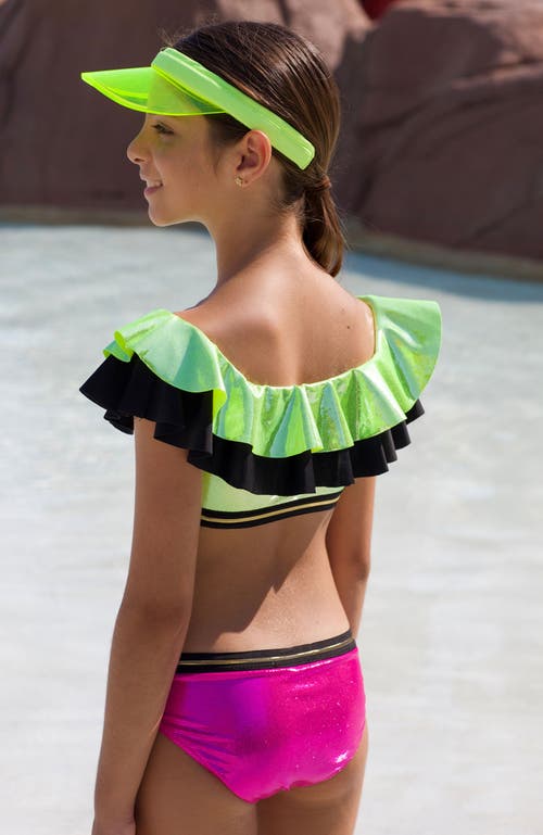 Nessi Byrd Shimmer Off-shoulder Ruffle Two-piece Bikini, Little Kid-big Kid In Multi