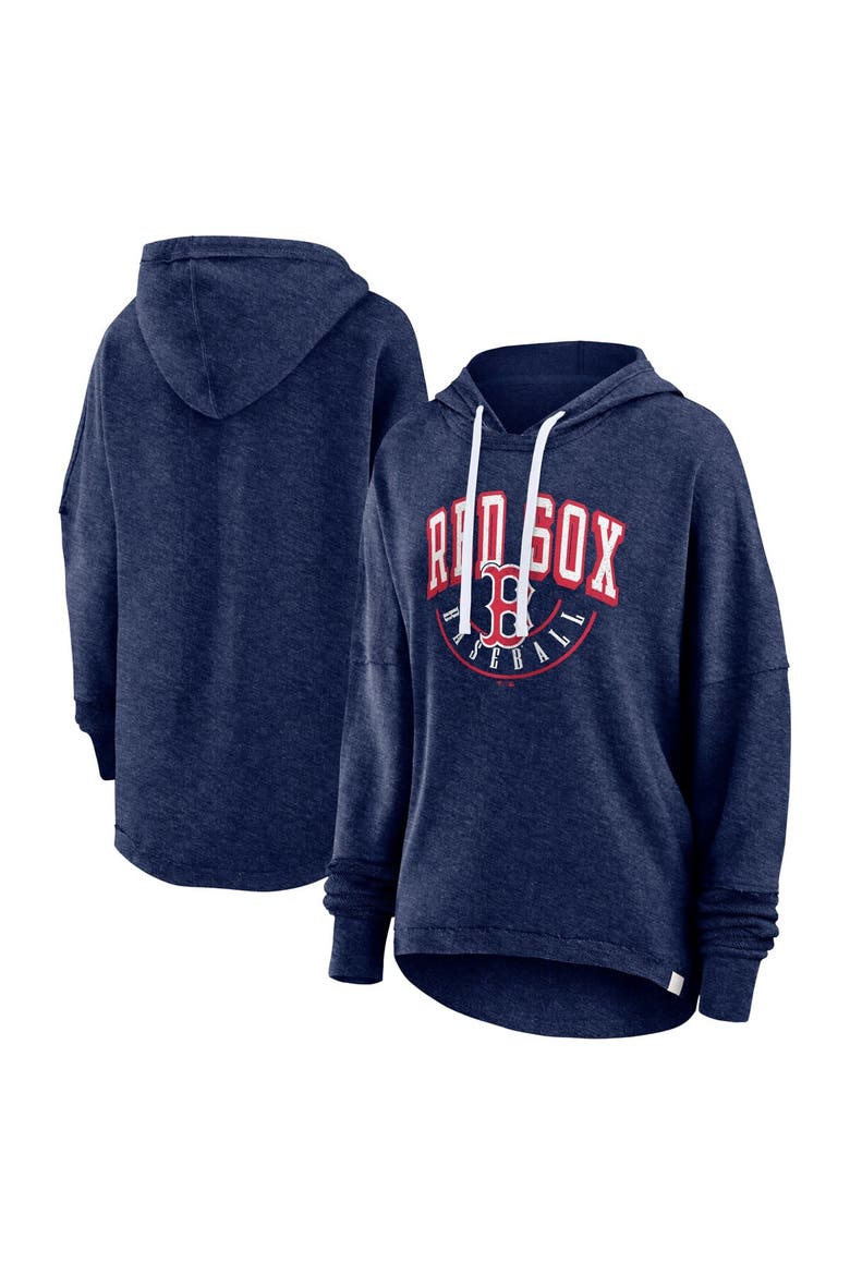 Women's Fanatics Heather Navy Boston Red Sox Luxe Pullover Hoodie, Main, color, Heather Navy